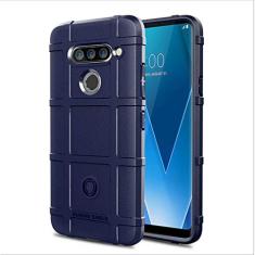 Capa para LG V40, proteção robusta, material TPU de fibra de carbono, macio, antiderrapante, macio, anti-impressão digital, capa totalmente protetora para LG V40