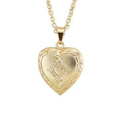 Colar com pingente relicário Coração Pequeno Folheado A Ouro