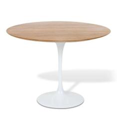 Mesa De Jantar Tulipa Saarinen Redonda 100 Cm Tampo Freijó Cores Branco