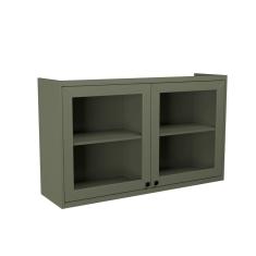 Armário Aéreo 120cm 2 Portas Com Vidro Moldurado Cozinha Sevilha Verde