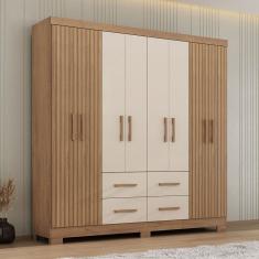 Guarda-Roupa Casal Itapema 8 Portas 4 Gavetas Canelato/Natural - Atualle Móveis
