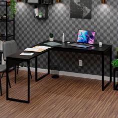 Mesa De Escritório Em L Industrial 1,50x1,50 NetMobil, Preto