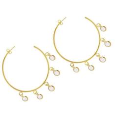 Brinco Argola Com Ponto De Luz Folheado A Ouro 18K - Milena Jóias