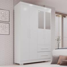 Guarda-roupa Solteiro 4 Portas com Espelho 2 Gavetas Estrela Premium