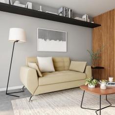 Sofá 2 Lugares Joana Suede Bege - Mobly