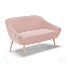 Namoradeira 02 Lugares Veludo Pés Palito Natural Cor Rose