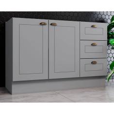 Módulo Cozinha Henn Americana Balcão 2 Portas E 3 Gavetas P/ Pia 120cm S/tampo Cinza