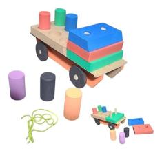 Brinquedo Pedagógico Educativo Em Madeira Carrinho Com Pinos