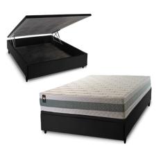 Conjunto Box Baú Preto Oxford Verde 138x188x74 Espuma D33