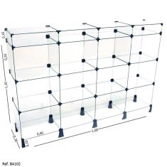 Balcão de Atendimento Modulado em Vidro com Porta Bijuteria - 1,60 x 1,10 x 0,30
