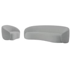 Kit Sofá 3 Lugares 200cm e Poltrona Orgânica Luxo Recepção Amore Boucl