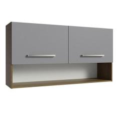 Armário Aéreo Cozinha 105cm 2 Portas 1 Nicho Emilly Madesa, Rustic/Cin