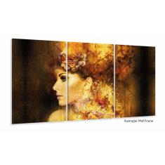 Quadro Decorativo Mulher Abstrata Escritório Tecido 3 Peças