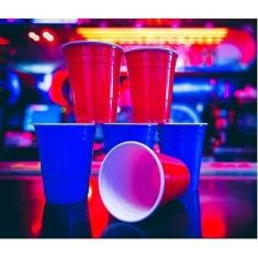 Copo Americano 25un Beer Pong Red Cup Vermelho Azul Preto