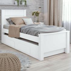 Cama De Solteiro Athenas Com Auxiliar Branco - Móveis Lopas