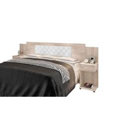 Cabeceira Box Bruna Amarula com Capitonê Branco