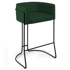 Banqueta Decorativa Fixa Base de Aço Preto Betina D02 Veludo Verde Musgo C-303 - Lyam Decor