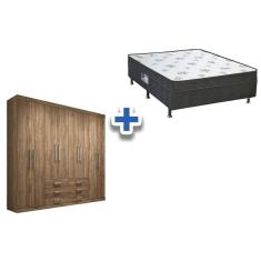 Cama Box Conjugada Casal Union + Guarda Roupa Master 8.6 Atacama