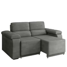 Sofá Desmontável Retrátil 2 Lugares 1,50m Fox Suede Cinza Selmer