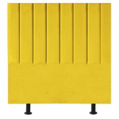 Cabeceira Estofada Cama Box Casal 140 Cm Marina Suede amarelo