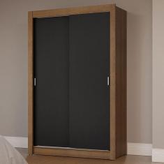 Guarda-Roupa Solteiro 2 Portas de Correr Rustic/Preto Milano Madesa