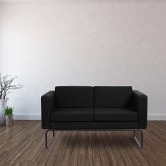 Sofá Fixo 2 Lugares para Sala de Estar - Dallas Preto