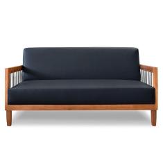 Sofá Living 2 Lugares Marilia 1,60m Corano Preto Base Em Madeira Castanho - Pallazio