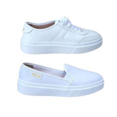 Dois pares tênis branco casual social slip on hospital farmacia - Nech