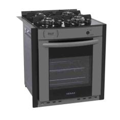 Fogão de Embutir 4 Bocas Gaudi Prisma Vitreo Bl Grafite Gás GLP Venax