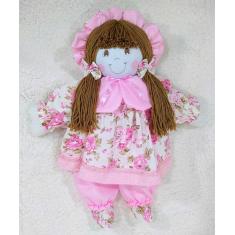Boneca com chapéu  55cm vestido com estampas variadas, decoração nicho