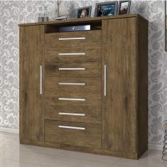 Cômoda 2 Portas 7 Gavetas Mega J&A Móveis Jequitiba