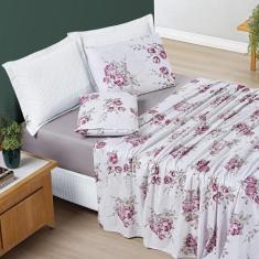 Jogo De Lençol Cama Avely Casal 4 Peças 200 Fios Estampado - Nathalia 