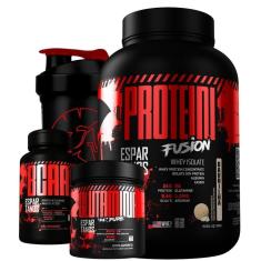 Kit Whey Protein Fusion + Bcaa + Glutamina + Shaker-Unissex
