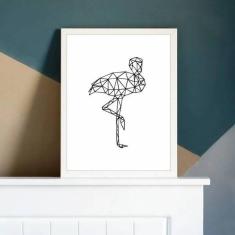 Quadro Decorativo Flamingo Geométrico 45X34Cm