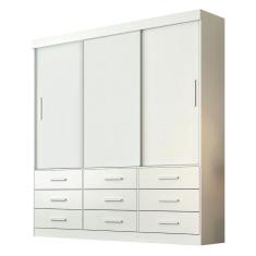 Guarda Roupa Casal New Star 3 Portas 9 Gavetas Branco - Sallêto