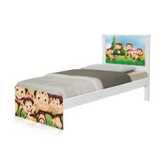 Cama Solteiro Adesivada Safari Macaquinhos Com Colchão