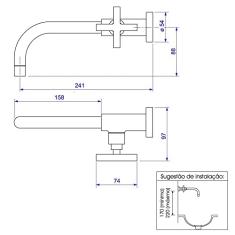 Torneira de parede para lavatório Duna Clássica, Deca, Cromado, 1178.C64