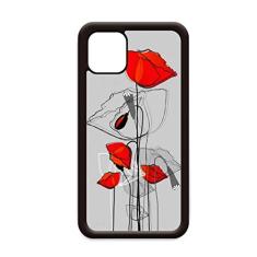 Arte abstrata de flores vermelhas com pintura de milho para iPhone 11 Pro Max capa para celular Apple