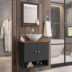 Gabinete Banheiro Deli Cuba Lume Bco Torneira Val Click Inox Preto Fosco/nature