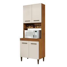 Paneleiro Torre Quente 4 Portas 3 Prateleiras Atenas Kaiki Moveis Naturalle/off White