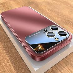 Estojo de carregamento sem fio magnético fosco para iPhone 11 12 13 14 Pro Max Square Capa de proteção para câmera à prova de choque, vinho tinto, para iPhone 14