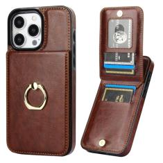 KIHUWEY Capa carteira para iPhone 15 Pro Max com suporte para cartão de crédito, anel de rotação de 360° de couro PU fecho magnético suporte capa protetora resistente para mulheres e homens 16,7