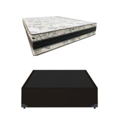 Cama Base Box Casal Super Confort Suede Preto + Colchão Casal Super Confort D33 24x138x188
