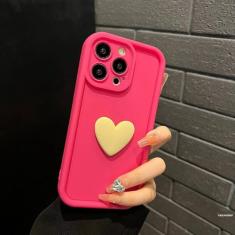 Capa de telefone de silicone com coração de amor 3D bonito para iphone 15 14 13 12 11 Pro Max 7 8 Plus XR XS SE X Candy Lens Protectiou capa, rosa, para iphone 7 8 se