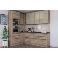 Cozinha Modulada Completa Maxxi 10 Peças (3Aéreos+3Balcões+1Paneleiro+3Complementos) C10P34 Nogal - Kappesberg