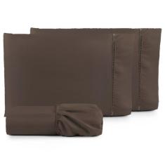 Kit Jogo de Lençol de Cama Ponto Palito Solteiro Percal 3 Peças  - Pie