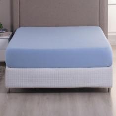 Lençol Avulso Casal Malha 100% algodão c/ Elástico - Malucassim, Azul 