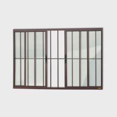 Janela Confort 4 Folhas com Grade Vidro Liso 120cm x 150cm Brimak