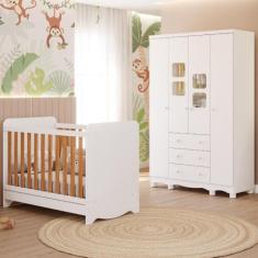 Quarto de Bebê Completo Berço Americano Ben 3 Em 1 Guarda Roupa 4 Port