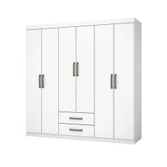 Guarda Roupa Casal Aries 6 Portas e 2 Gavetas Branco - Carioca Móveis